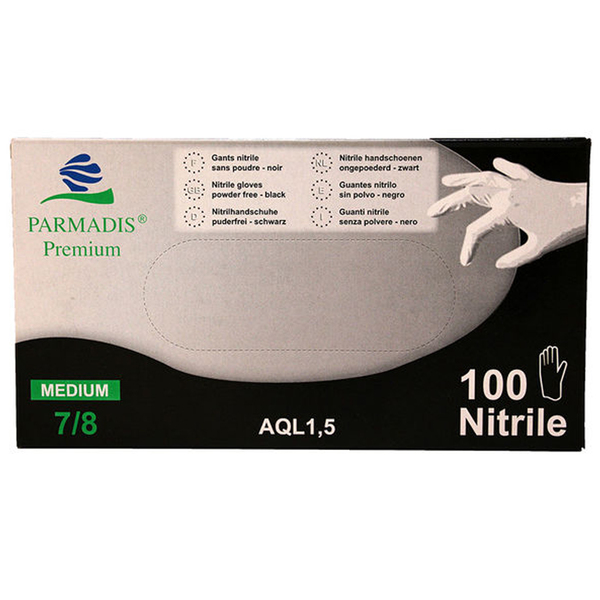 100 Gants Nitrile Noir 7/8 Medium