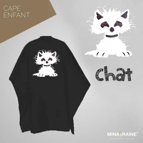 Peignoir Noir à Aimants Kid Motif ChatMina Raine