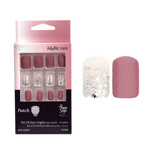 Faux Ongles avec Patch Pink Sparkle Peggy Sage x 24