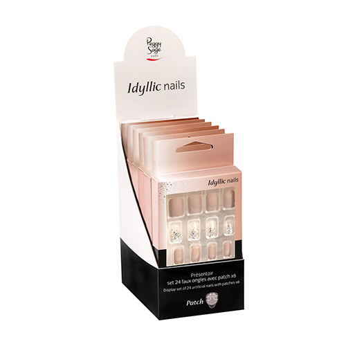 Présentoir Set de 24 Faux Ongles avec Patch Nude Sparkle Peggy Sage x 6