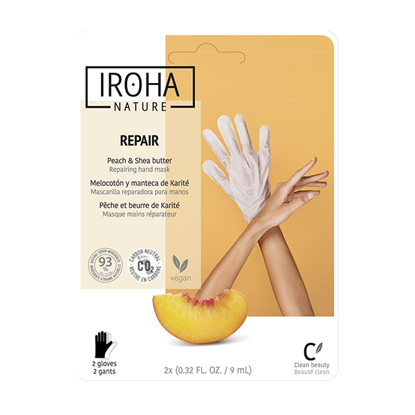 Masques pour Mains Réparateur Pêche et Beurre de Karité Iroha Nature 9ml