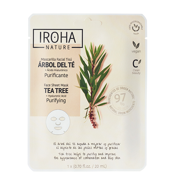 Masque Visage Tissu Purifiant Arbre à Thé Iroha Nature 20ml