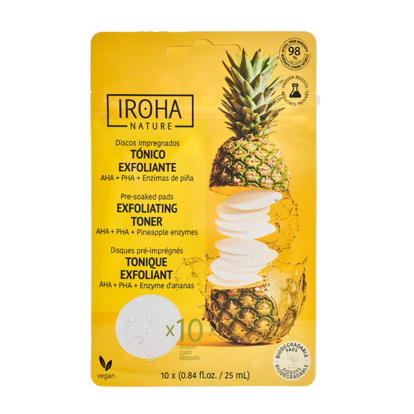 Disque Coton Pré-Imrégrés Tonique Exfoliant Iroha Nature 10x25ml