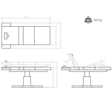 Table de Massage Électrique Poséidon Skaï Blanc Pied Wengé