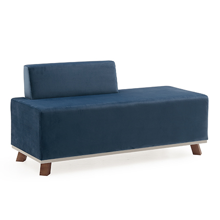 The Sofa Velours Bleu+Effet Beton&amp;Chene