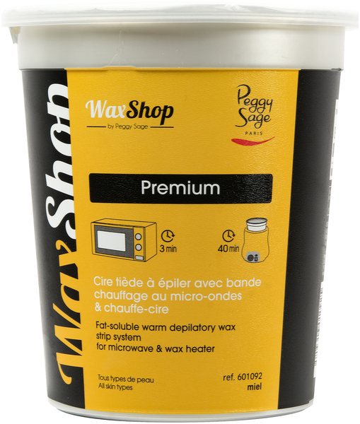 Cire Tiède à Épiler avec Bande Chauffage au Micro Ondes et Chauffe Cire Miel Peggy Sage 700ml