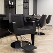 Fauteuil Barbier Boss-light Noir Base Ronde Pompe Hydraulique Nelson Mobilier