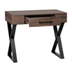 CONSOLE SPACE TIROIR CENTRAL BOIS NATUREL FONCE PIED NOIR METAL