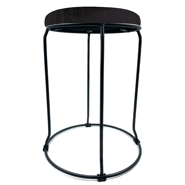 Tabouret en Velour Noir Pieds Acier Noir