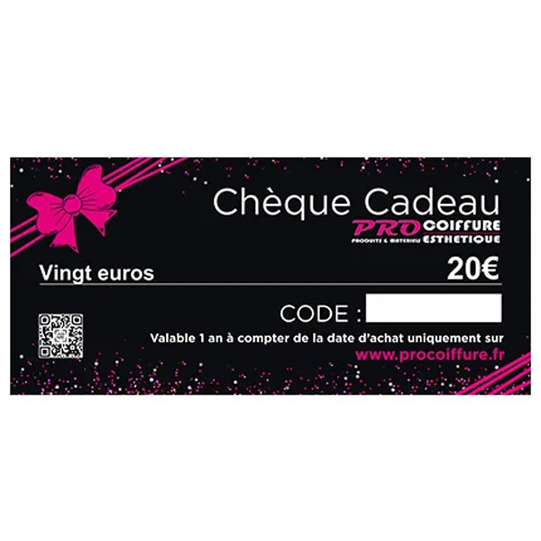 Chèque Cadeau en Ligne Pro Coiffure Esthétique 20€