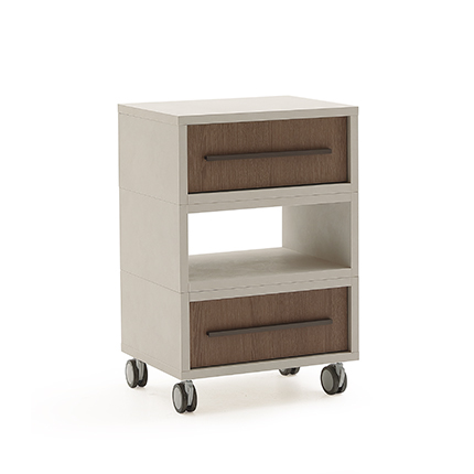 Trolley 2 Tiroirs 1 Etagere Beton&amp;Chene