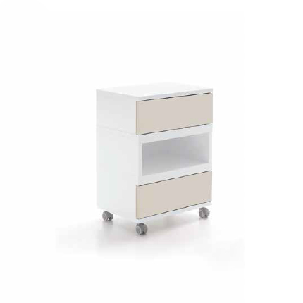 Trolley Swing 2 Tiroirs 1 Etagere Meleze Blanc