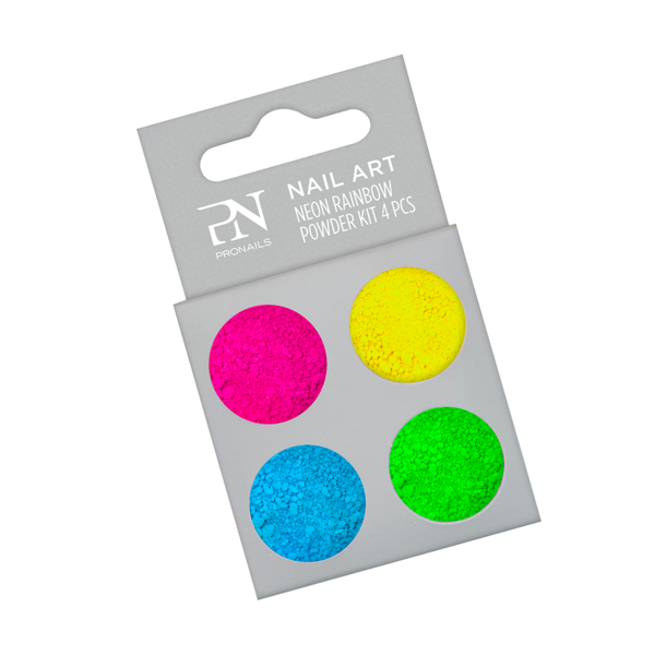 Kit poudre Nail Art Neon Rainbow 4 couleurs