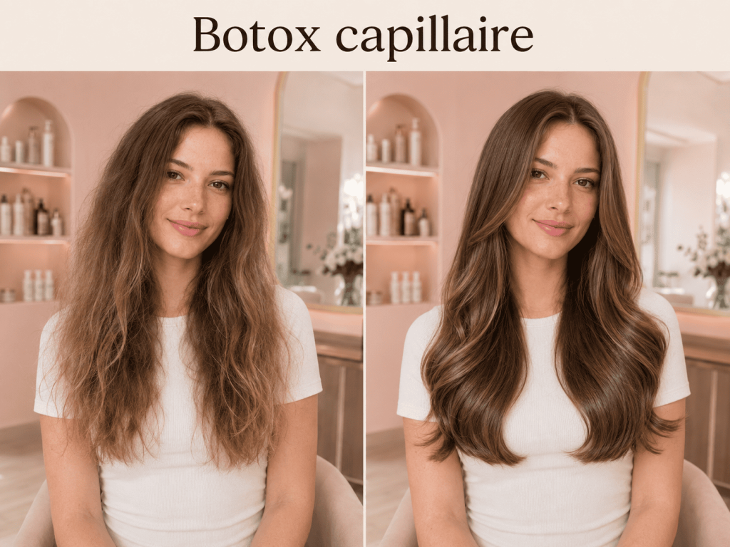 Avant après lissage botox sur cheveux mousseux