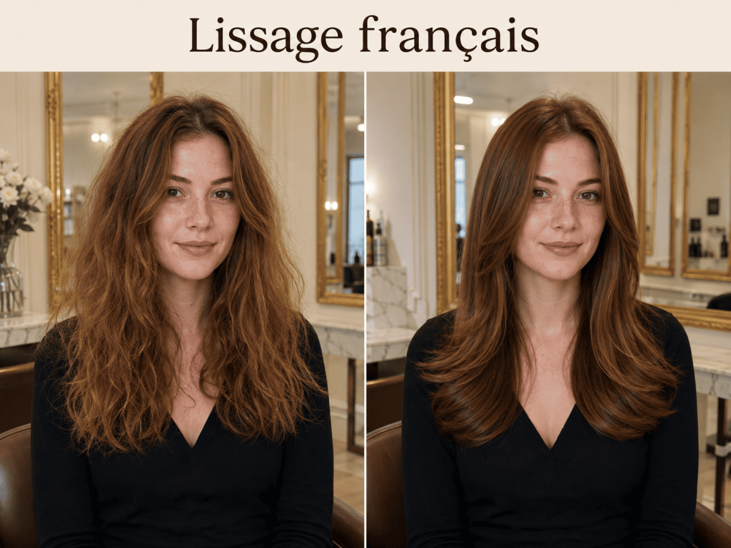 Avant après lissage francais sur cheveux ondulés