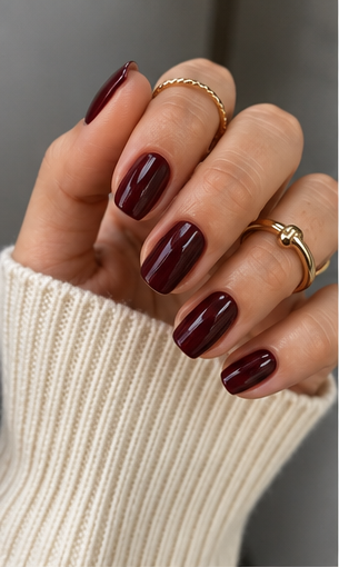 inspi onglerie bordeaux glossy carré